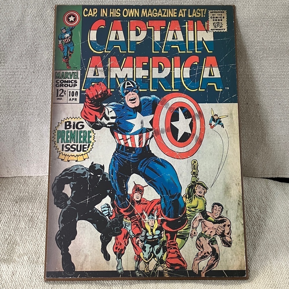 Marvel Captain America laminated Wooden Backing poster Board vintage comic cover